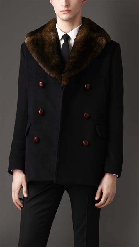 burberry peacoat black|burberry winter coats for men.